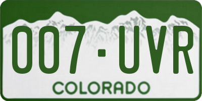 CO license plate 007UVR