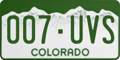 CO license plate 007UVS