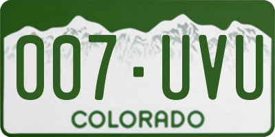 CO license plate 007UVU