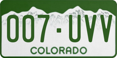 CO license plate 007UVV