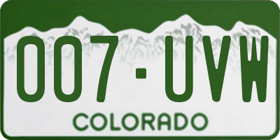 CO license plate 007UVW