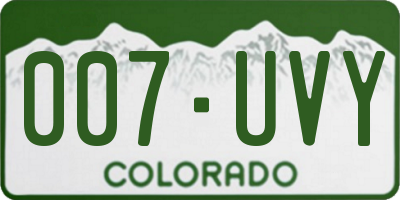 CO license plate 007UVY