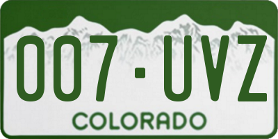 CO license plate 007UVZ