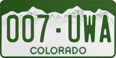 CO license plate 007UWA