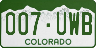 CO license plate 007UWB