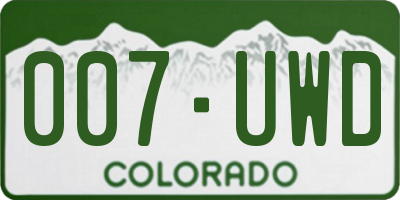 CO license plate 007UWD