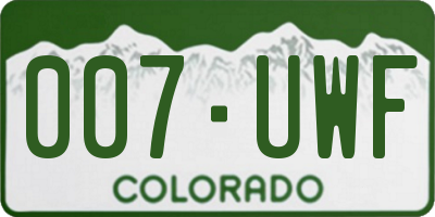 CO license plate 007UWF