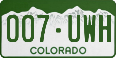CO license plate 007UWH