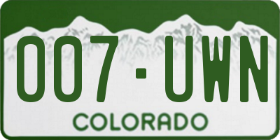 CO license plate 007UWN