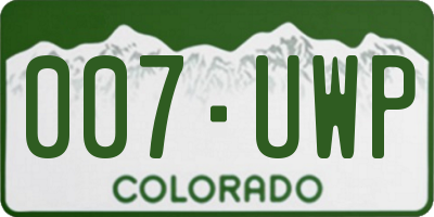 CO license plate 007UWP