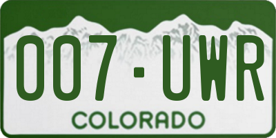 CO license plate 007UWR