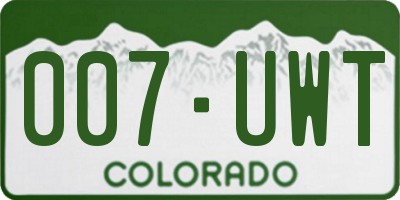 CO license plate 007UWT