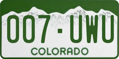 CO license plate 007UWU