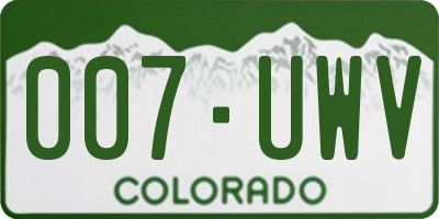 CO license plate 007UWV