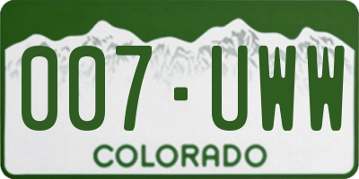 CO license plate 007UWW