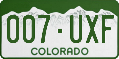 CO license plate 007UXF