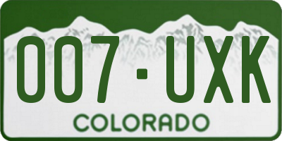 CO license plate 007UXK