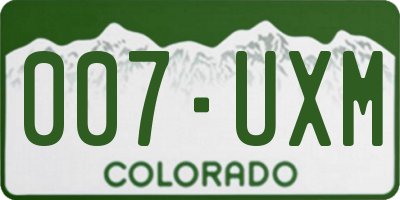 CO license plate 007UXM