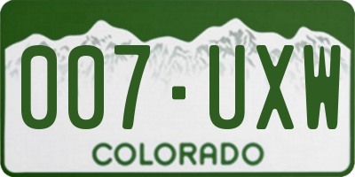 CO license plate 007UXW