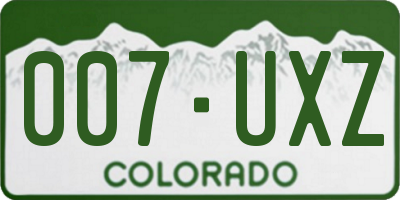 CO license plate 007UXZ