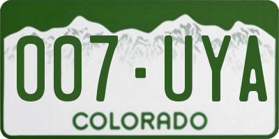 CO license plate 007UYA