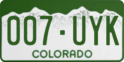 CO license plate 007UYK