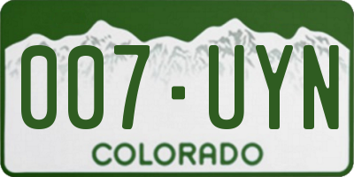 CO license plate 007UYN