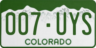 CO license plate 007UYS