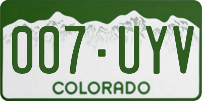 CO license plate 007UYV
