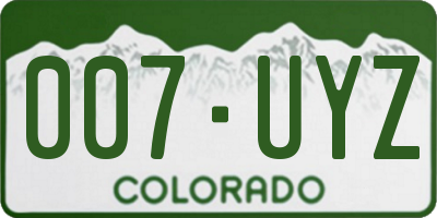 CO license plate 007UYZ