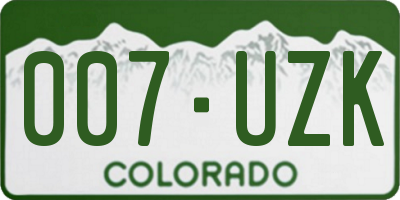 CO license plate 007UZK