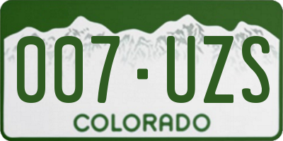 CO license plate 007UZS