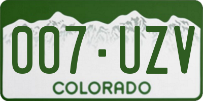 CO license plate 007UZV