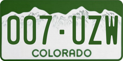 CO license plate 007UZW