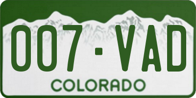 CO license plate 007VAD
