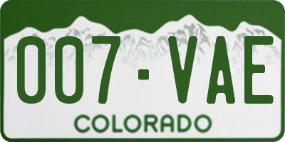 CO license plate 007VAE