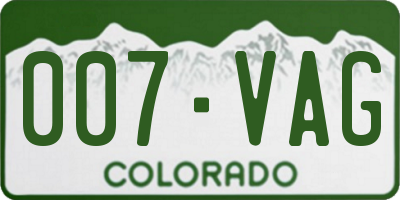 CO license plate 007VAG