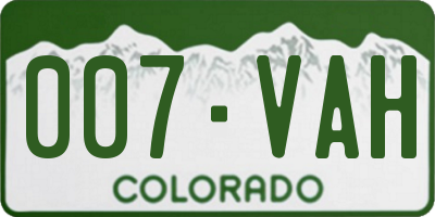 CO license plate 007VAH