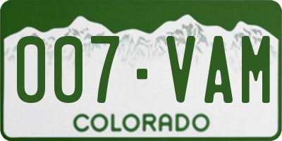 CO license plate 007VAM