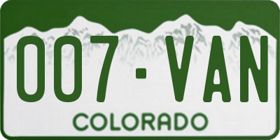 CO license plate 007VAN