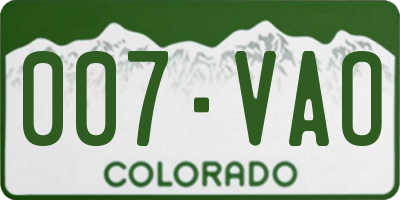 CO license plate 007VAO