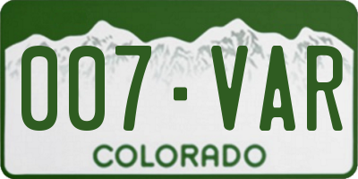 CO license plate 007VAR