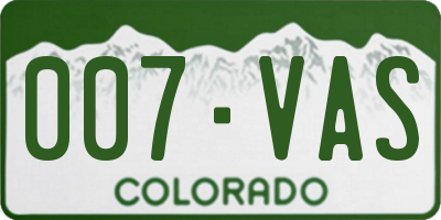 CO license plate 007VAS