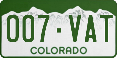 CO license plate 007VAT