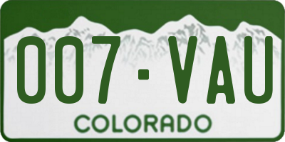 CO license plate 007VAU