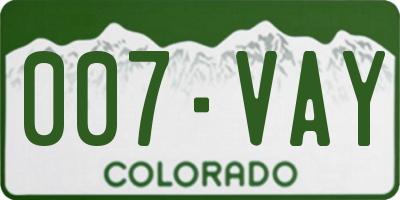 CO license plate 007VAY