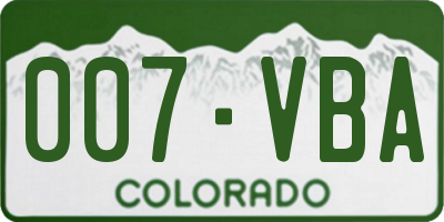 CO license plate 007VBA