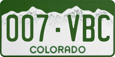 CO license plate 007VBC