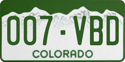 CO license plate 007VBD