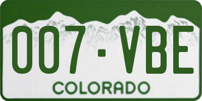 CO license plate 007VBE